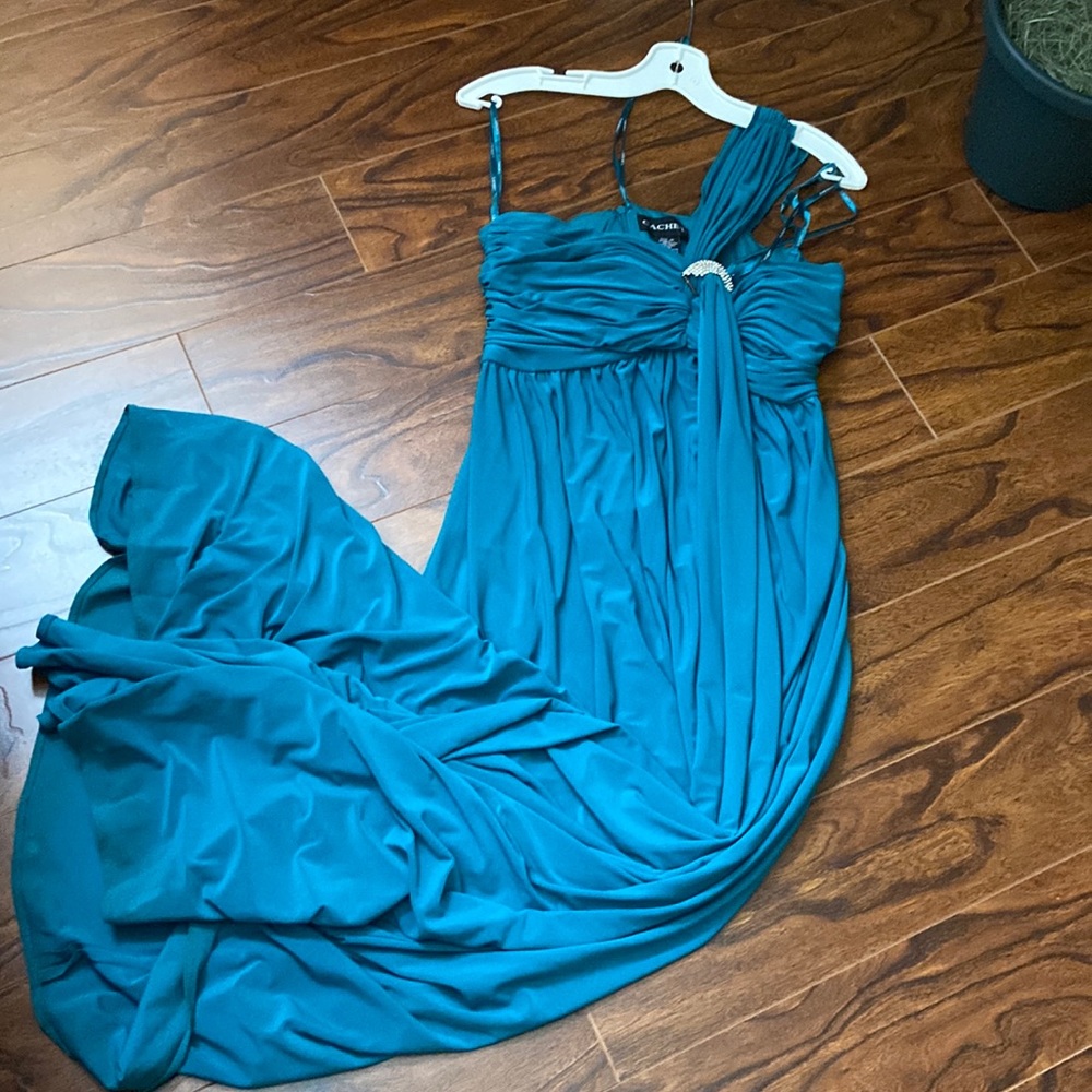 Beautiful teal coloured special occasion dress in size 10.